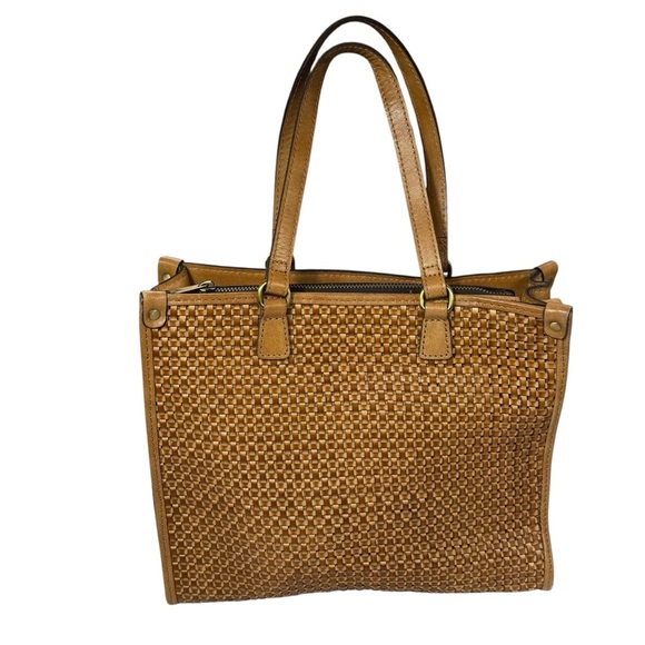 Patricia Nash Leather Ava Sand Woven Medium Tote - Picture 1 of 7